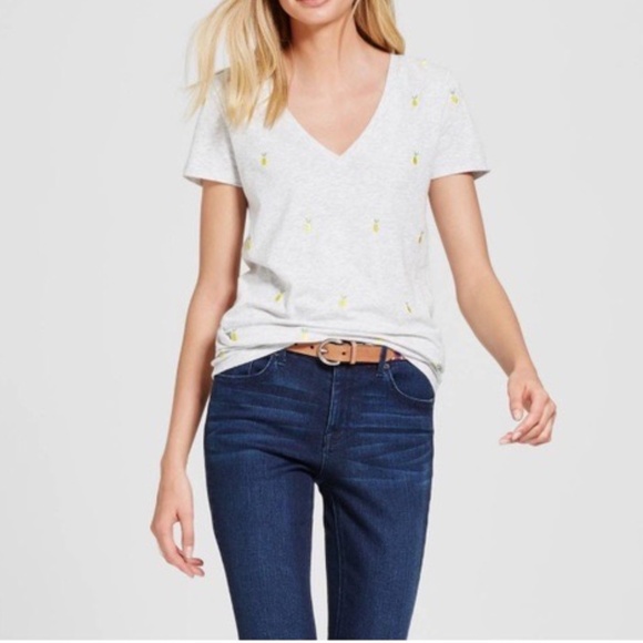 *MERONA* Gray x Pineapple Short Sleeve Shirt Sz M - Picture 3 of 8